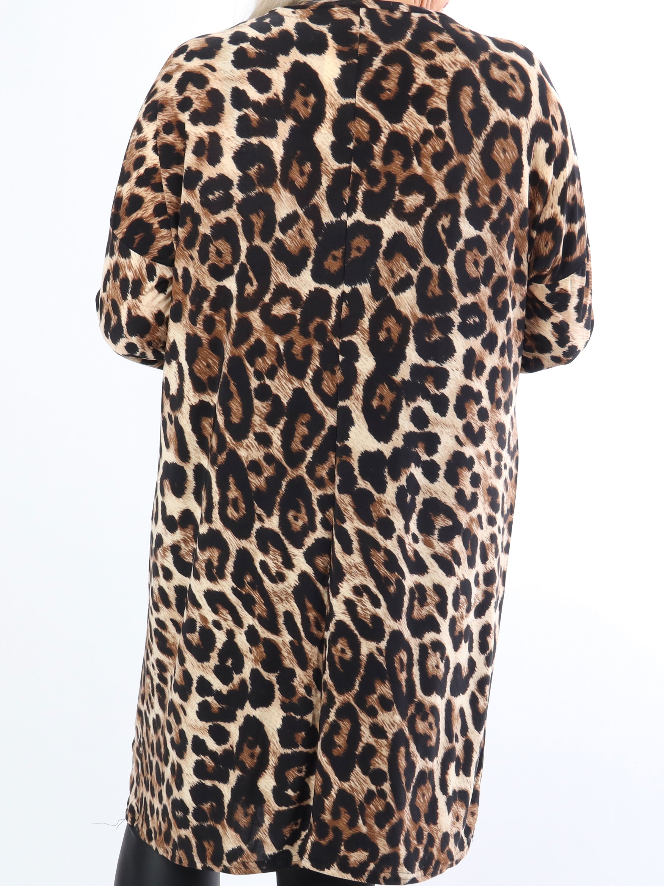 Lorenza - Plus size tunikakjole i leopardprint